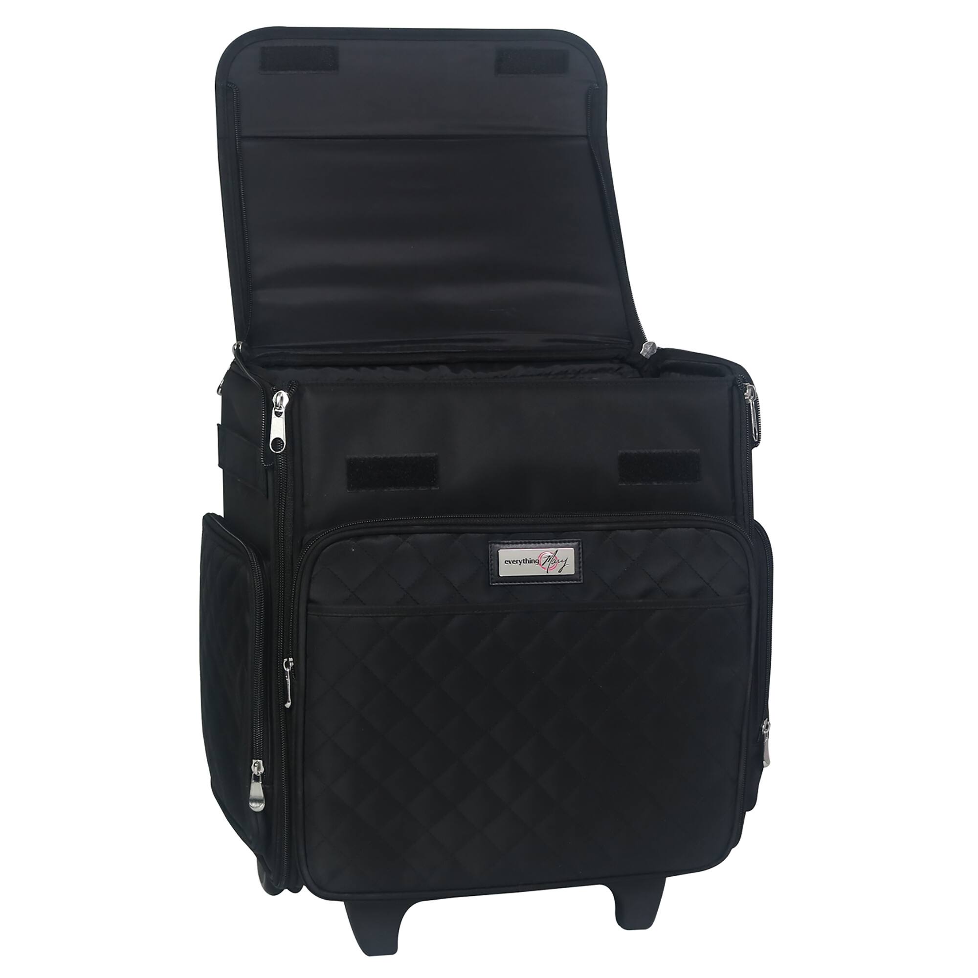 Everything Mary Black Quilted Rolling Scrapbook Storage Tote